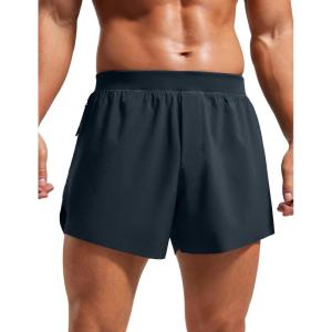 imageCRZ YOGA 2 in 1 Running Shorts for Men 4 Side Split Dolphin Quick Dry for Athletic Gym Workout with Zip PocketTrue Navy