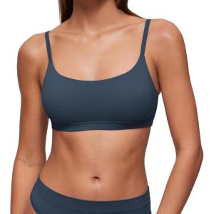 imageCRZ YOGA Softhold Womens Double Lined Bralettes  Scoop Neck Adjustable Straps Unlined Cami Wireless TShirt Everyday BraSargasso