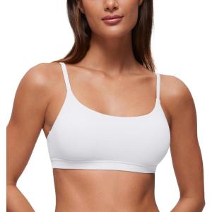 imageCRZ YOGA Softhold Womens Double Lined Bralettes  Scoop Neck Adjustable Straps Unlined Cami Wireless TShirt Everyday BraSnow White