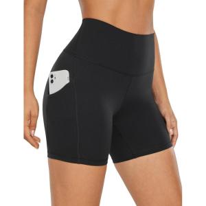 imageCRZ YOGA Womens Butterluxe Biker Shorts with Pockets 5 Inches  High Waisted Volleyball Workout Athletic YogaBlack