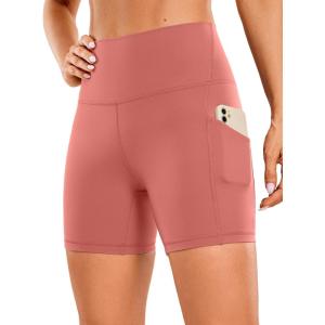 imageCRZ YOGA Womens Butterluxe Biker Shorts with Pockets 5 Inches  High Waisted Volleyball Workout Athletic YogaBriar Rose