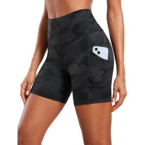 imageCRZ YOGA Womens Butterluxe Biker Shorts with Pockets 5 Inches  High Waisted Volleyball Workout Athletic YogaDark Grey Camouflage 2