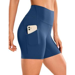 imageCRZ YOGA Womens Butterluxe Biker Shorts with Pockets 5 Inches  High Waisted Volleyball Workout Athletic YogaFrench Navy