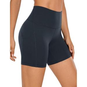 imageCRZ YOGA Womens Butterluxe Biker Shorts with Pockets 5 Inches  High Waisted Volleyball Workout Athletic YogaTrue Navy