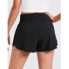 imageCRZ YOGA Girls Athletic Shorts with Zip Pocket  High Waist Flowy Ruffle Skirt for Workout Running Tennis Teen Kids LinerBlack
