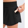 imageCRZ YOGA Girls Athletic Shorts with Zip Pocket  High Waist Flowy Ruffle Skirt for Workout Running Tennis Teen Kids LinerBlack