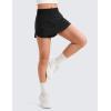 imageCRZ YOGA Girls Athletic Shorts with Zip Pocket  High Waist Flowy Ruffle Skirt for Workout Running Tennis Teen Kids LinerBlack
