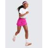 imageCRZ YOGA Girls Athletic Shorts with Zip Pocket  High Waist Flowy Ruffle Skirt for Workout Running Tennis Teen Kids LinerHibiscus Purple