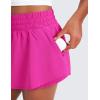 imageCRZ YOGA Girls Athletic Shorts with Zip Pocket  High Waist Flowy Ruffle Skirt for Workout Running Tennis Teen Kids LinerHibiscus Purple