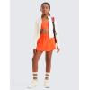 imageCRZ YOGA Girls Athletic Shorts with Zip Pocket  High Waist Flowy Ruffle Skirt for Workout Running Tennis Teen Kids LinerNeon Orange