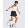 imageCRZ YOGA Girls Athletic Shorts with Zip Pocket  High Waist Flowy Ruffle Skirt for Workout Running Tennis Teen Kids LinerTrue Navy