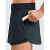 imageCRZ YOGA Girls Athletic Shorts with Zip Pocket  High Waist Flowy Ruffle Skirt for Workout Running Tennis Teen Kids LinerTrue Navy