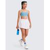 imageCRZ YOGA Girls Athletic Shorts with Zip Pocket  High Waist Flowy Ruffle Skirt for Workout Running Tennis Teen Kids LinerWhite