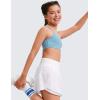 imageCRZ YOGA Girls Athletic Shorts with Zip Pocket  High Waist Flowy Ruffle Skirt for Workout Running Tennis Teen Kids LinerWhite