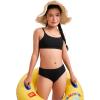 imageCRZ YOGA Girls Swimsuit 2 Piece Bikini Set  Scoop Neck Adjustable Straps Padded Tops and Bottoms Beach Sports Bathing SuitBlack