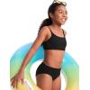 imageCRZ YOGA Girls Swimsuit 2 Piece Bikini Set  Scoop Neck Adjustable Straps Padded Tops and Bottoms Beach Sports Bathing SuitBlack