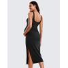 imageCRZ YOGA Women Butterluxe Sleeveless Tank Maternity Dress Split Ruched Pregnancy Square Neck Bodycon Casual Baby ShowerBlack