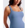 imageCRZ YOGA Women Butterluxe Sleeveless Tank Maternity Dress Split Ruched Pregnancy Square Neck Bodycon Casual Baby ShowerOasis Blue