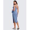 imageCRZ YOGA Women Butterluxe Sleeveless Tank Maternity Dress Split Ruched Pregnancy Square Neck Bodycon Casual Baby ShowerOasis Blue
