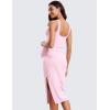 imageCRZ YOGA Women Butterluxe Sleeveless Tank Maternity Dress Split Ruched Pregnancy Square Neck Bodycon Casual Baby ShowerPink Peony
