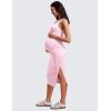 imageCRZ YOGA Women Butterluxe Sleeveless Tank Maternity Dress Split Ruched Pregnancy Square Neck Bodycon Casual Baby ShowerPink Peony