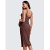 imageCRZ YOGA Women Butterluxe Sleeveless Tank Maternity Dress Split Ruched Pregnancy Square Neck Bodycon Casual Baby ShowerTaupe