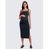 imageCRZ YOGA Women Butterluxe Sleeveless Tank Maternity Dress Split Ruched Pregnancy Square Neck Bodycon Casual Baby ShowerTrue Navy