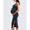 imageCRZ YOGA Women Butterluxe Sleeveless Tank Maternity Dress Split Ruched Pregnancy Square Neck Bodycon Casual Baby ShowerTrue Navy