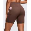 imageCRZ YOGA Womens Naked Feeling Biker Shorts with Pockets 6  High Waisted Yoga Gym Workout SpandexCoffee Brown