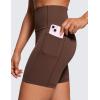 imageCRZ YOGA Womens Naked Feeling Biker Shorts with Pockets 6  High Waisted Yoga Gym Workout SpandexCoffee Brown