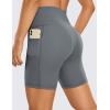 imageCRZ YOGA Womens Naked Feeling Biker Shorts with Pockets 6  High Waisted Yoga Gym Workout SpandexDark Carbon