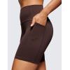 imageCRZ YOGA Womens Naked Feeling Biker Shorts with Pockets 6  High Waisted Yoga Gym Workout SpandexHot Fudge Brown