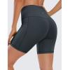imageCRZ YOGA Womens Naked Feeling Biker Shorts with Pockets 6  High Waisted Yoga Gym Workout SpandexMelanite