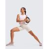 imageCRZ YOGA Womens Naked Feeling Biker Shorts with Pockets 6  High Waisted Yoga Gym Workout SpandexMilky White
