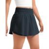 imageCRZ YOGA Girls Athletic Shorts with Zip Pocket  High Waist Flowy Ruffle Skirt for Workout Running Tennis Teen Kids LinerTrue Navy