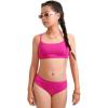 imageCRZ YOGA Girls Swimsuit 2 Piece Bikini Set  Scoop Neck Adjustable Straps Padded Tops and Bottoms Beach Sports Bathing SuitHibiscus Purple