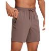 imageCRZ YOGA Mens Linerless Workout Shorts  7 Quick Dry for Running Sports Athletic Gym with PocketsBrown Rock