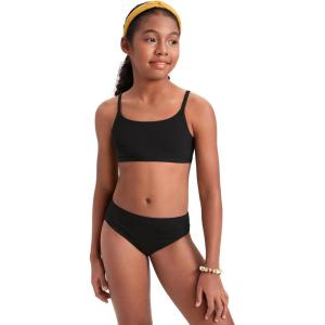 imageCRZ YOGA Girls Swimsuit 2 Piece Bikini Set  Scoop Neck Adjustable Straps Padded Tops and Bottoms Beach Sports Bathing SuitBlack
