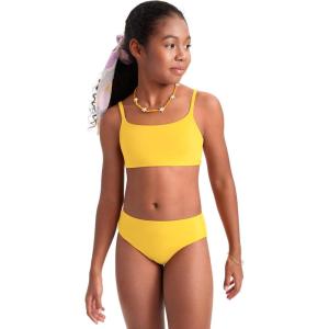 imageCRZ YOGA Girls Swimsuit 2 Piece Bikini Set  Scoop Neck Adjustable Straps Padded Tops and Bottoms Beach Sports Bathing SuitHigh Visibility Yellow