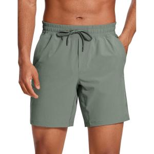 imageCRZ YOGA Mens Linerless Workout Shorts  7 Quick Dry for Running Sports Athletic Gym with PocketsGrey Sage