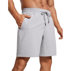 imageCRZ YOGA Mens Linerless Workout Shorts  7 Quick Dry for Running Sports Athletic Gym with PocketsGull Gray