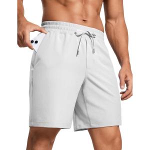 imageCRZ YOGA Mens Linerless Workout Shorts  7 Quick Dry for Running Sports Athletic Gym with PocketsPlatinum Grey