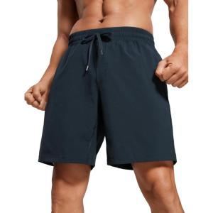 imageCRZ YOGA Mens Linerless Workout Shorts  7 Quick Dry for Running Sports Athletic Gym with PocketsTrue Navy