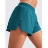 imageCRZ YOGA Running Shorts for Women High Waisted V Split for Gym Workout Athletic Track with Liner Breathable Quick DryBorealis Green