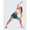 imageCRZ YOGA Running Shorts for Women High Waisted V Split for Gym Workout Athletic Track with Liner Breathable Quick DryBorealis Green
