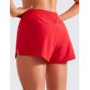 imageCRZ YOGA Running Shorts for Women High Waisted V Split for Gym Workout Athletic Track with Liner Breathable Quick DryDeep Red