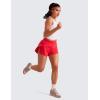 imageCRZ YOGA Running Shorts for Women High Waisted V Split for Gym Workout Athletic Track with Liner Breathable Quick DryDeep Red