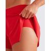 imageCRZ YOGA Running Shorts for Women High Waisted V Split for Gym Workout Athletic Track with Liner Breathable Quick DryDeep Red