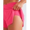 imageCRZ YOGA Running Shorts for Women High Waisted V Split for Gym Workout Athletic Track with Liner Breathable Quick DryLip Gloss Pink