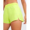 imageCRZ YOGA Running Shorts for Women High Waisted V Split for Gym Workout Athletic Track with Liner Breathable Quick DryNeon Yellow
